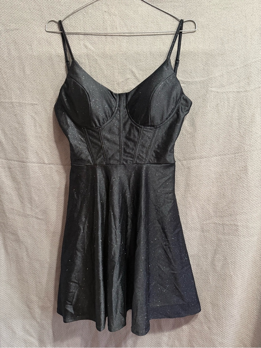 Emerald Sundae Black Sparkle Fit & Flare Chemise with Underwire